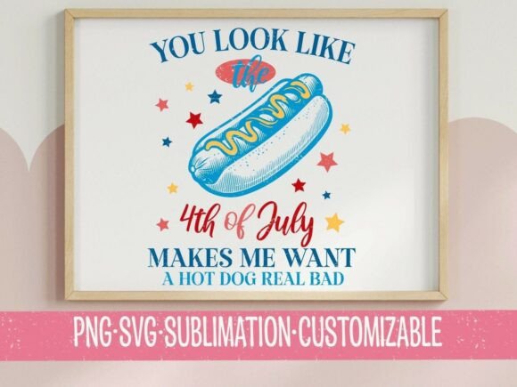 4th of July Hot Dog Funny SVG: Graphics & T-Shirt Designs