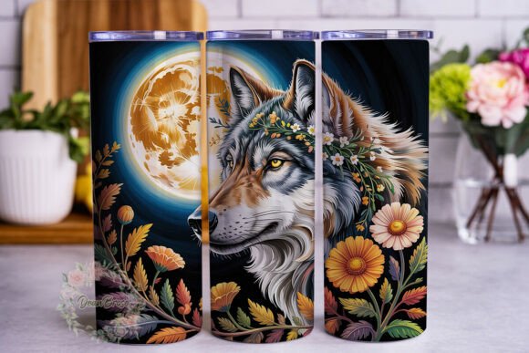 Autumn Wolf Floral Tumbler Wraps Graphics Review