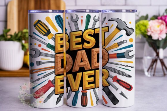 Best Dad Ever Tools 20oz Tumbler Wrap Graphics