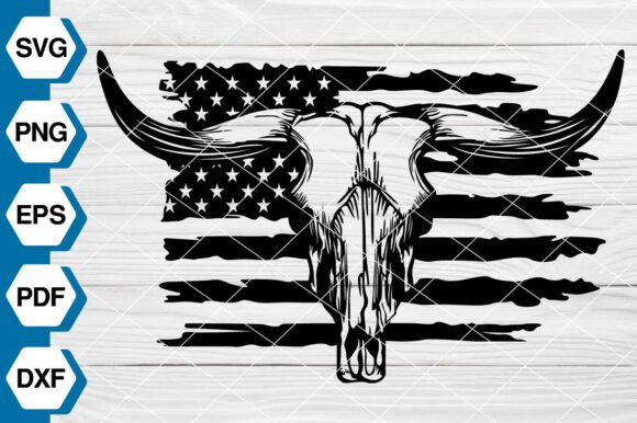 Bull Skull USA Flag Graphics & Illustrations Review
