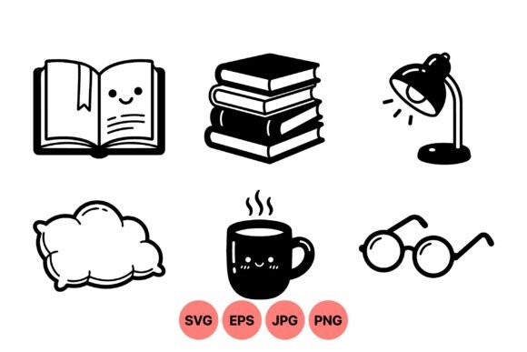 Cute Study Time SVG Icons for Crafting