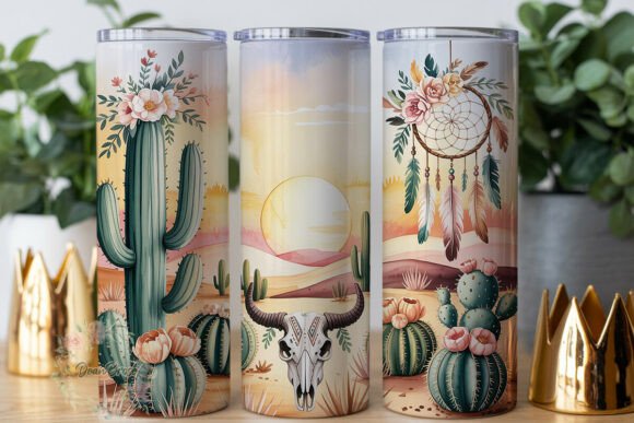 Desert Sunset Boho Cacti Tumbler Wraps: A Graphics Review