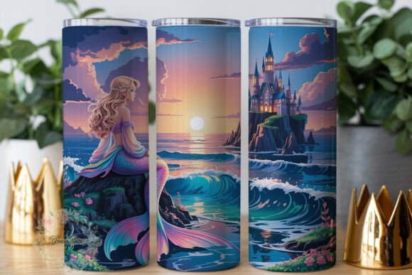 Fantasy Mermaid Sunset Castle Tumbler Graphics & Tumbler Wraps Review