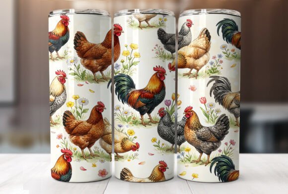 Farm Chicken Rooster Tumbler PNG: Graphics for Tumbler Wraps