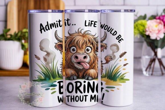Funny Highland Cow Tumbler Wrap for Graphics & Design