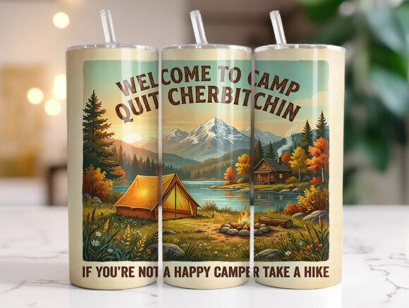 Funny RV Camping Quote 20oz Tumbler Wrap: Tumbler Wraps Graphics