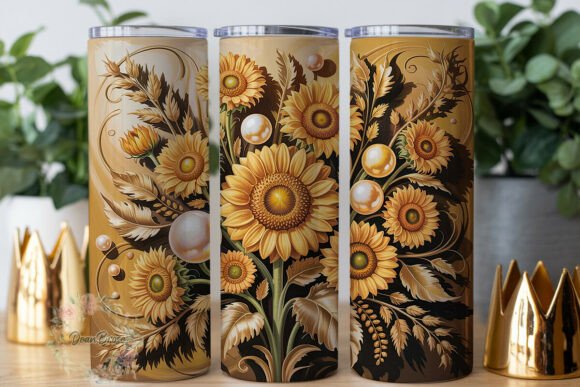 Golden Sunflower Pearl Tumbler Wrap: Graphics & Wraps