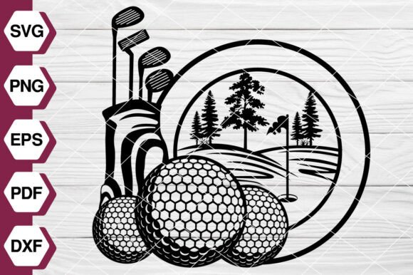 Golfing Scene SVG Graphics for Illustrations and Design