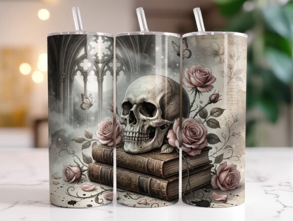 Gothic Skull Rose Tumbler Wraps Graphics Review