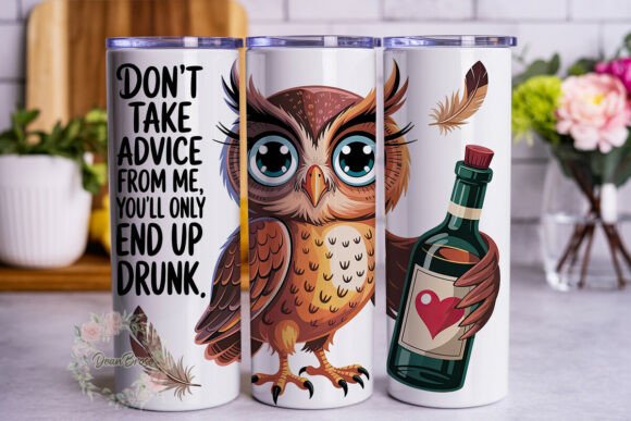 Humorous Owl Wine Tumbler Wrap Graphics Review