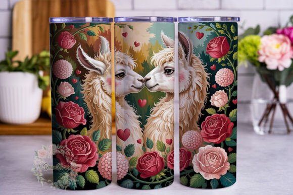 Llama Love Floral Hearts Tumbler Wraps Graphics Review