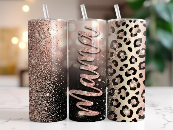 Mama Rose Gold Leopard Tumbler Wraps Graphics
