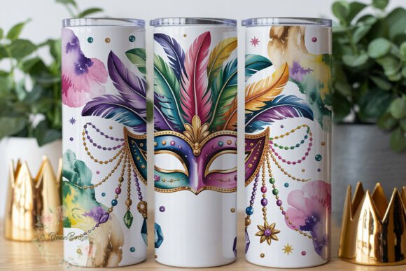 Mardi Gras Festival Mask Tumbler Graphics & Wraps