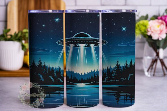 Mysterious Lake UFO Night Tumbler Wraps Graphics Review