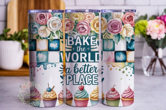 Pastel Cupcakes Floral 20oz Tumbler Wrap Graphics