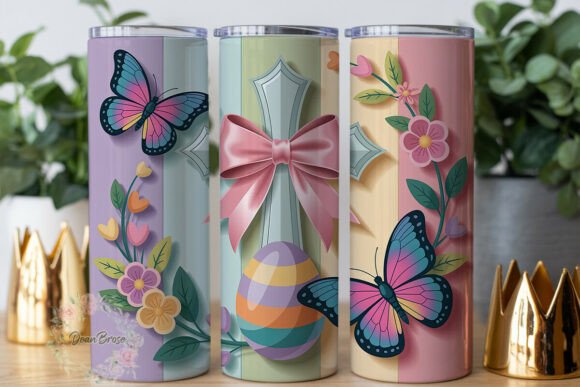 Pastel Spring Floral Butterflies Tumbler Graphics and Wraps
