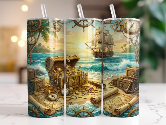 Pirate Ship Treasure Map Beach Tumbler: Graphics & Tumbler Wraps Review