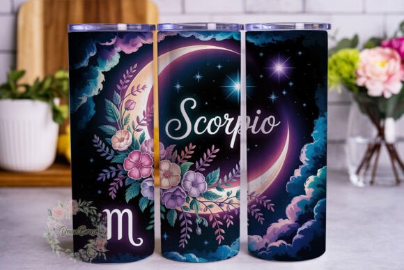 Scorpio Moon Flowers Tumbler Wraps Graphics Review