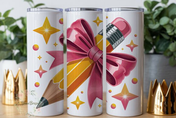 Sparkling Pencil Bow Graphics for Tumbler Wraps