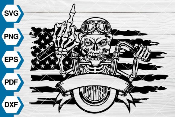 US Biker Skull SVG: Bold Graphics & Illustrations