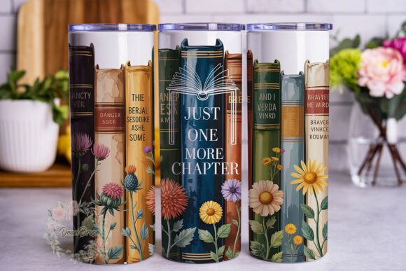 Vintage Books Floral 20oz Tumbler Wrap Graphics for Brand Storytelling