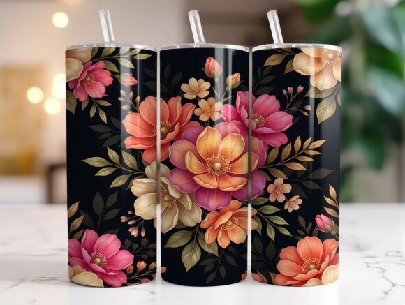 Vintage Dark Floral Bouquet Tumbler Graphics & Wraps